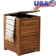 Wooden Laundry Basket W/ Lid
