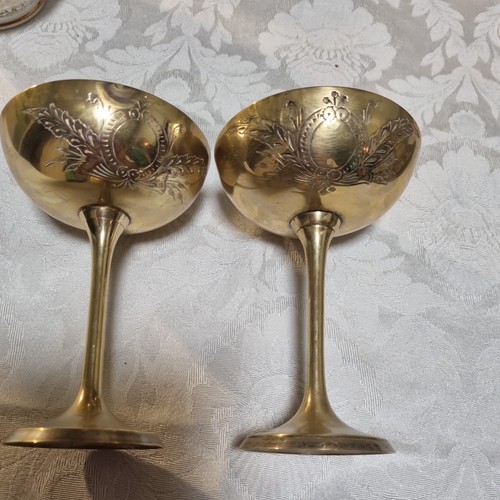 Vintage brass etched goblet - brass,