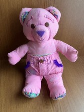 Original Doodle Bear in Pink with Love Hearts Soft Toy Plush, draw and doodle on