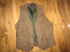 Laksen Mens Gilet Waistcoat brown real leather Hunting Sporting Shooting Size L