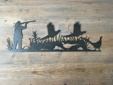 Garden Metal Art Laser Cut Steel 2mm Shooting Scene Clay Pigeon Shooting
