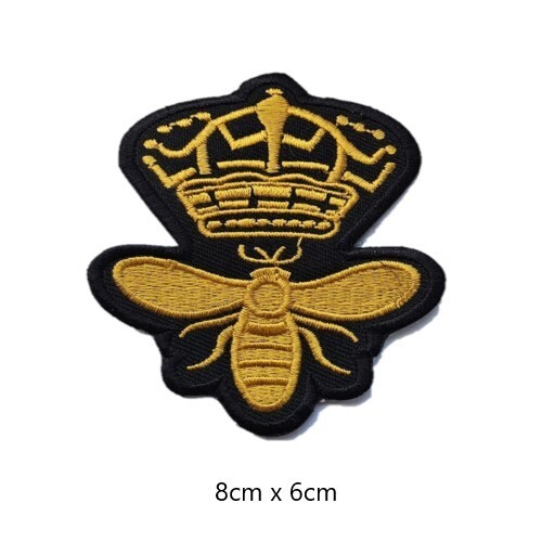 Bee queen embroidered patch - bee,