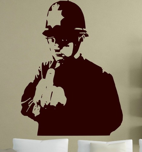 Banksy graffiti rude cop - graffiti, '