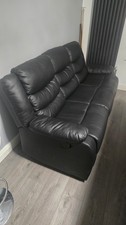 LEATHER RECLINER SOFA BLACK