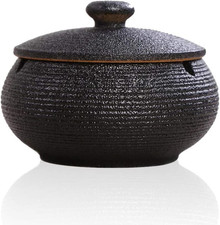 Ceramic Ashtray with Lids,Windproof,Cigarette Ashtray for Indoor or Outdoor Use
