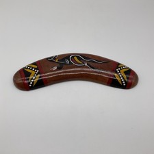 Hand Painted Australian Aboriginal Art Kangaroo Design Ornamental Boomerang