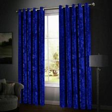 Thick Blackout Crushed Velvet Curtains Ring Top Fully Lined Ready Made Curtains