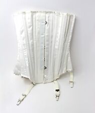 Vollers White Satin Over Bust Corset  with Hip Gores Garter Metal Boning Bridal