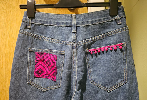 Petite patchwork mom jeans w29 - petite,