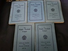 VINTAGE RUGBY FOOTBALL LEAGUE OFFICIAL GUIDE COLLECTION ALL 1950S X 5