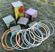 Coney Island Fairground Hoopla Game With 6 x Stands & 12 x Hoops c1950s