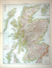 Old Print Map C1893 Scotland