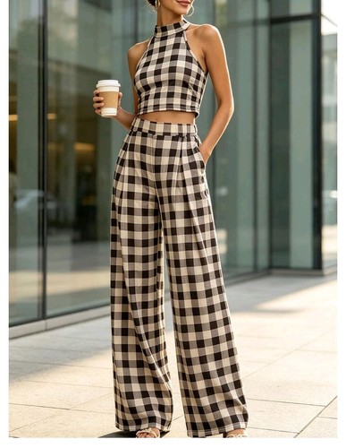 Women plaid halter crop - crop, top