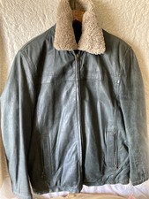 Green leather goatskin jacket with black linen lining