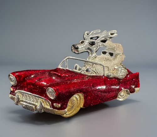 Silver tone red sparkly enamel - silver,