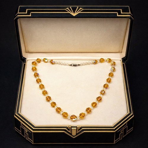 Vintage amber crystal czech - vintage,
