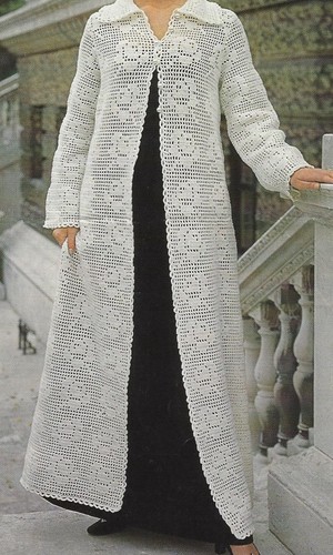 Ladies long jacket - jacket, crochet