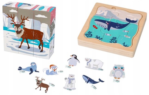 Wooden arctic animals cube - arctic,