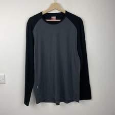 Icebreaker 260 Merino Base Layer Mens Large Grey Black Hiking Walking Outdoor