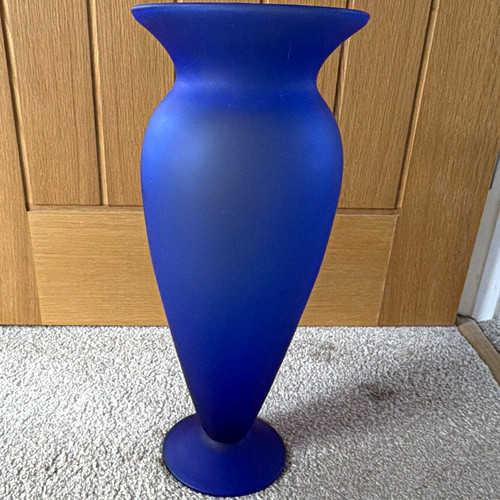 Glass blue floor vase - glass, frosted