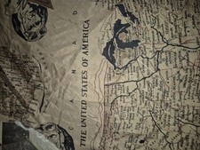 Vintage 90s Map Of America ,Silk  inside of A  Leather Jacket