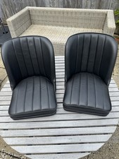 Vintage Style BucketSeats in Black Leather -Wide Version