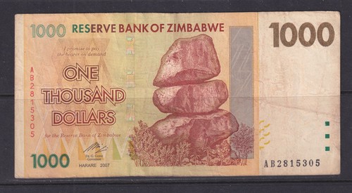 Zimbabwe 2007 1000 - -, dollars