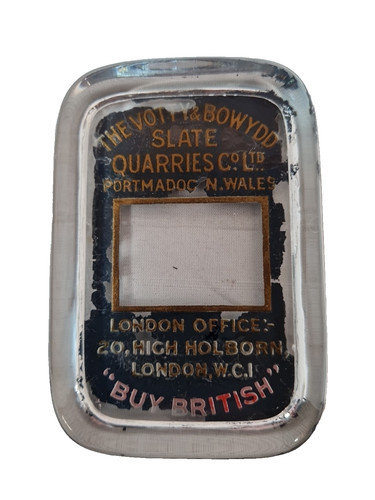 Glass advertising paperweight - advertising,