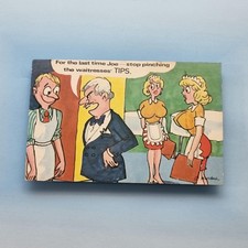 Saucy Postcard C1970 Boobs Waitress Pinch Tips Uniform C Murdoch