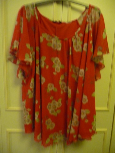 Bright red long top with - red,