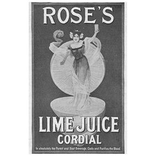 ROSES LIME JUICE CORDIAL Edwardian Advertisement 1901
