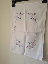 Vintage Tray Cloth Pink Flowers 