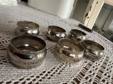 Set of 6 Silver Coloured Metal Napkin Rings vintage