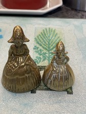 Set of 2 Vintage Brass Ladies Dinner Bells Handbells