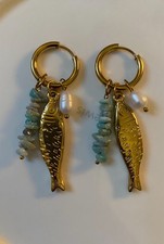 wolf and badger lucky fish earrings