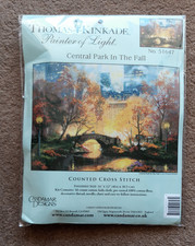 CENTRAL PARK IN THE FALL CROSS STITCH KIT CANVAS by THOMAS KINKADE
