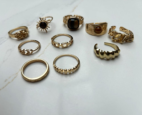 Gold tone costume ring bundle - costume,