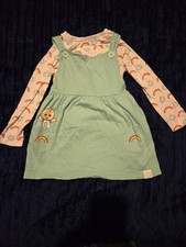 Cocomelon Girls Mint Green JJ Pinafore Dress With Rainbow Top Age 3-4