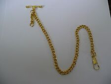 Single albert   gold plated pocket watch chain fob t bar standard