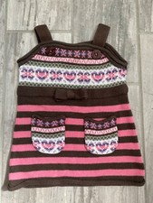 Strawberry Faire FAIR ISLE Baby Girl Dress 0-3 months Pinafore Knitted Vintage