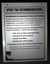 FDA Spray Tan Guidelines Sign