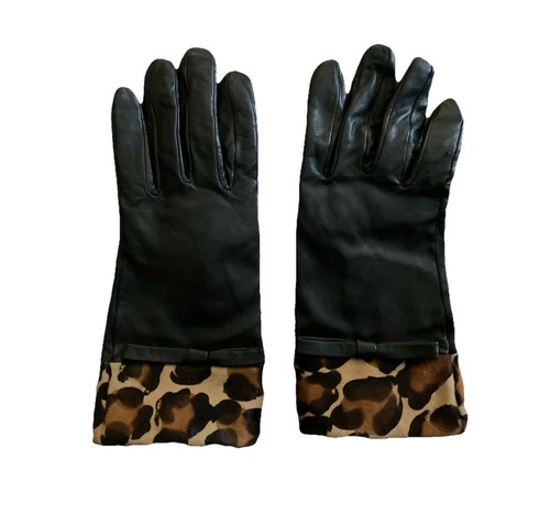 Black leather leopard - leather, cuffed