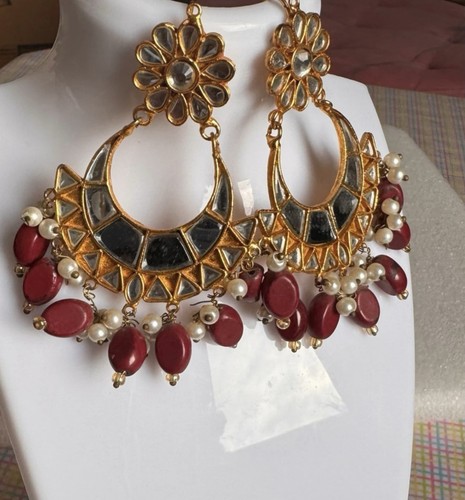 Kundan earrings traditional - kundan,
