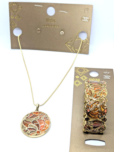 Gold plated enamel brown - m&s,