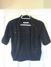 Black Cotton Cropped Cardigan/Bolero With Sequin Detail Matalan - Size 10
