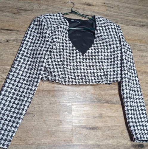 Zara crop tweed houndstooth - zara,