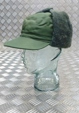 Genuine Swedish Army Green Cold Weather / Dog / Trapper Hat  58cm - NEW