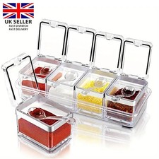 Acrlic Seasoning Spice Box Jar Condiment Dispenser Storage Container with spoons