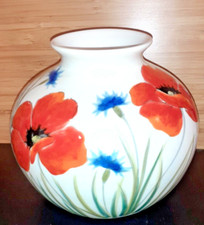 Nuova Ceramica Vicenza Poppy Vase Hand Painted Bright Round Fat Body