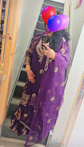 Purple embroidered salwar - embroidered,